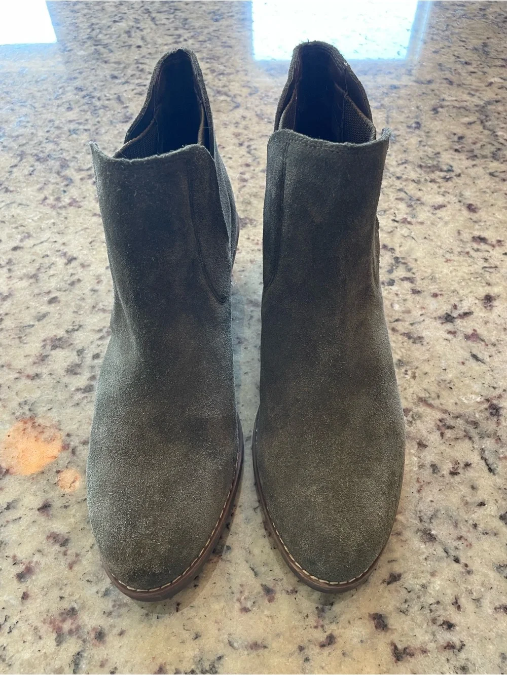 New Women's Suede Ankle Booties in Olive Green 8.5